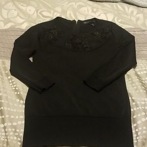 WHBM 3/4 sleeve lace neck top S NWOT